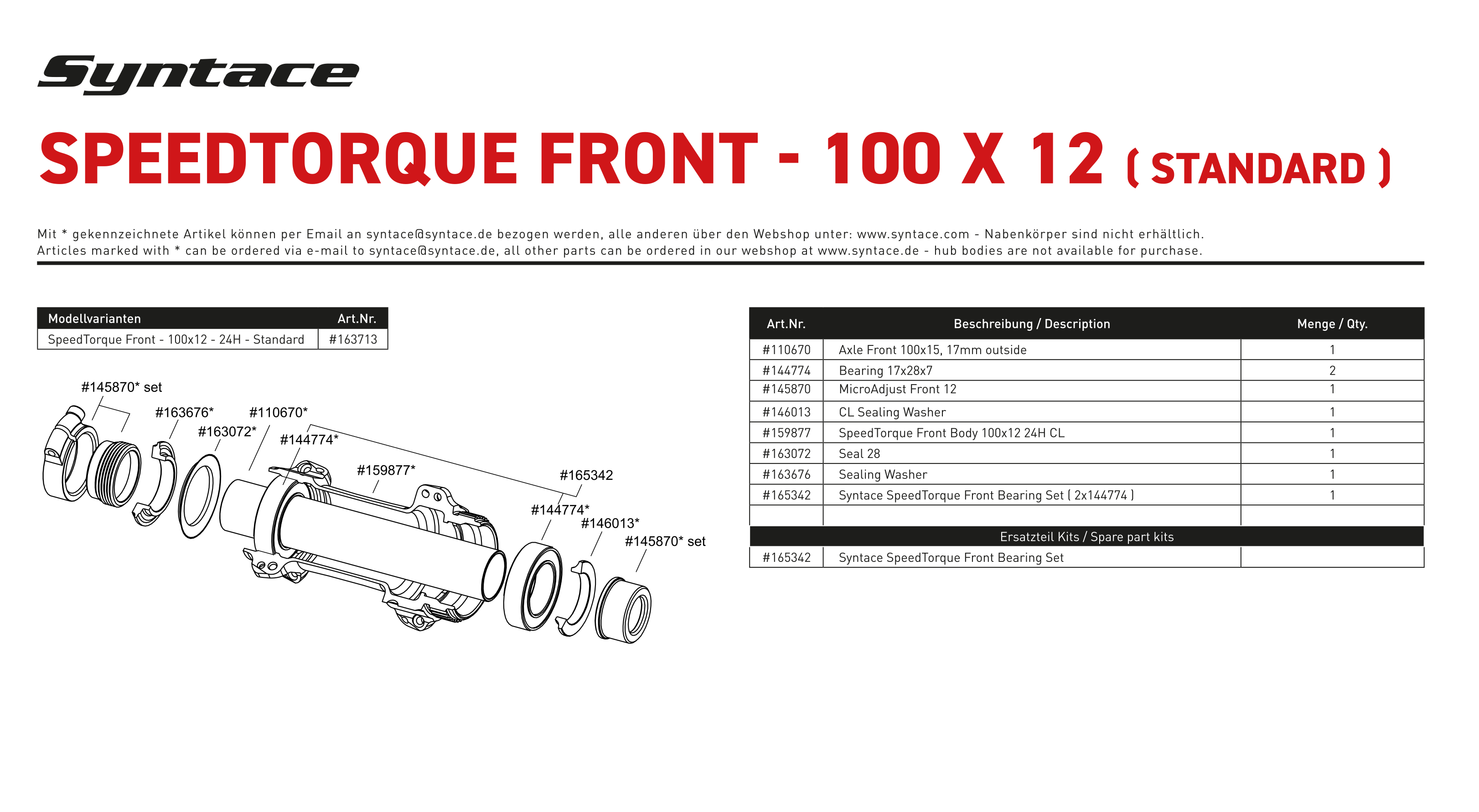 Ersatzteilliste - Syntace SpeedTorque